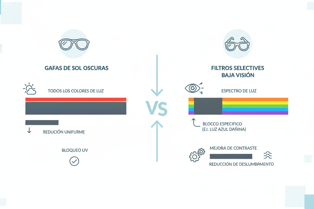 Filtros selectivos en baja visión: por qué no son simplemente gafas de sol más oscuras