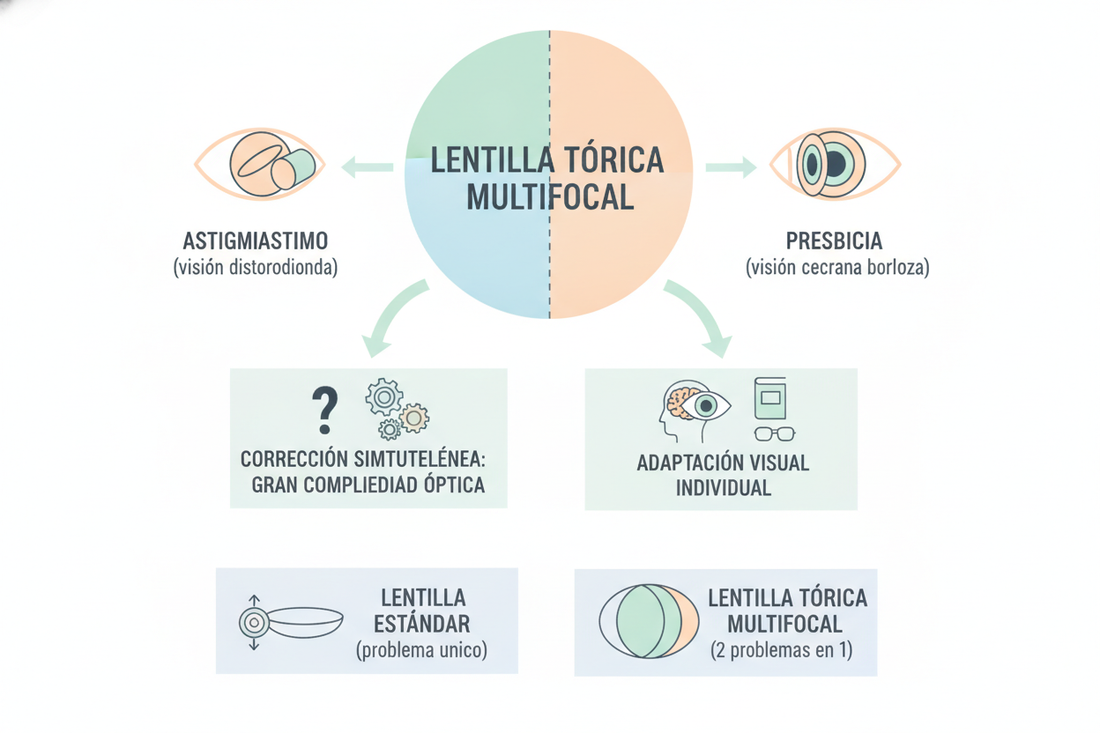 Lentillas tóricas multifocales: por qué corregir astigmatismo y presbicia en una misma lentilla es tan complejo