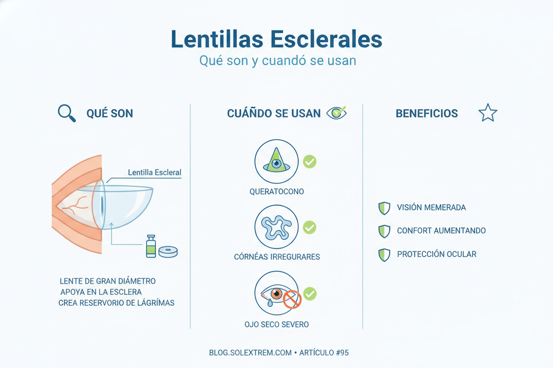 Lentillas esclerales: qué son y cuándo se usan en queratocono, córneas irregulares u ojo seco severo